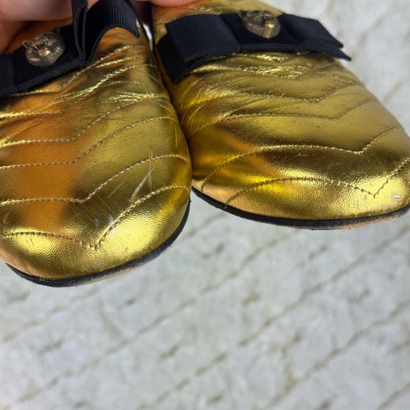 Gucci Gold and Black Quilted Mules Size 37 - Picture 9 of 10